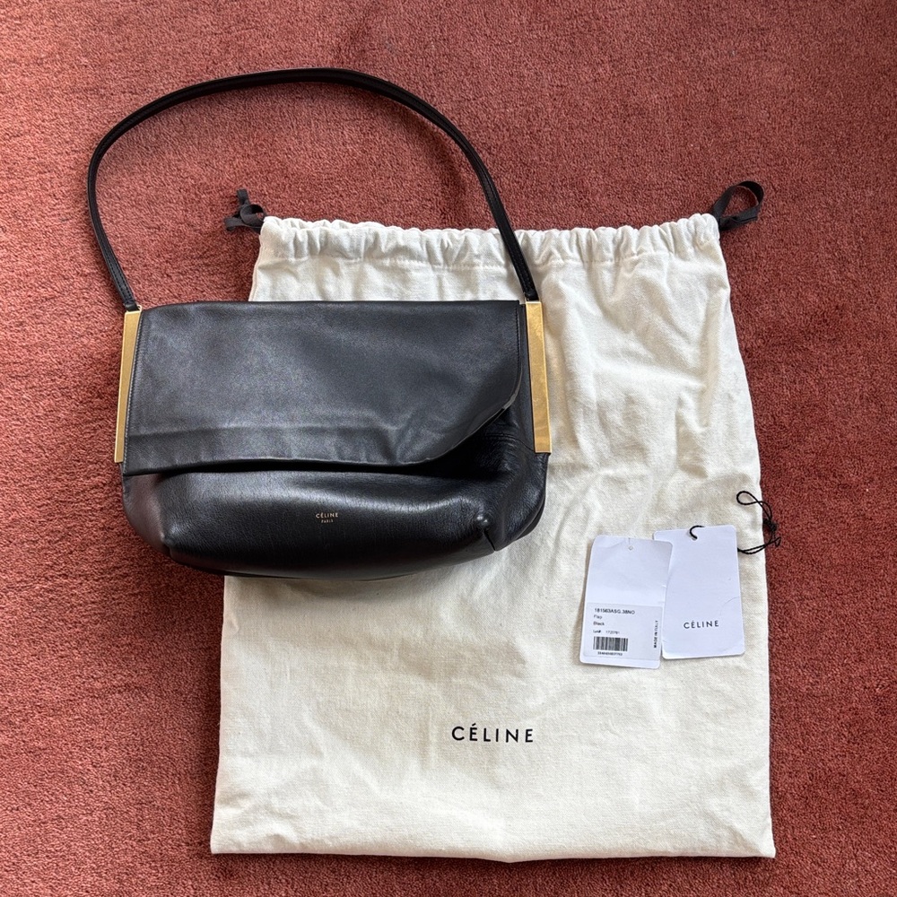 Celine Black and Gold Shoulder Bag